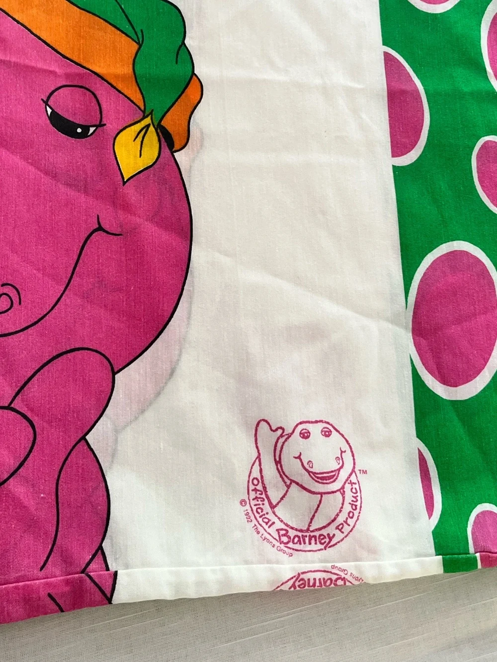 Barney two pillowcases 1992